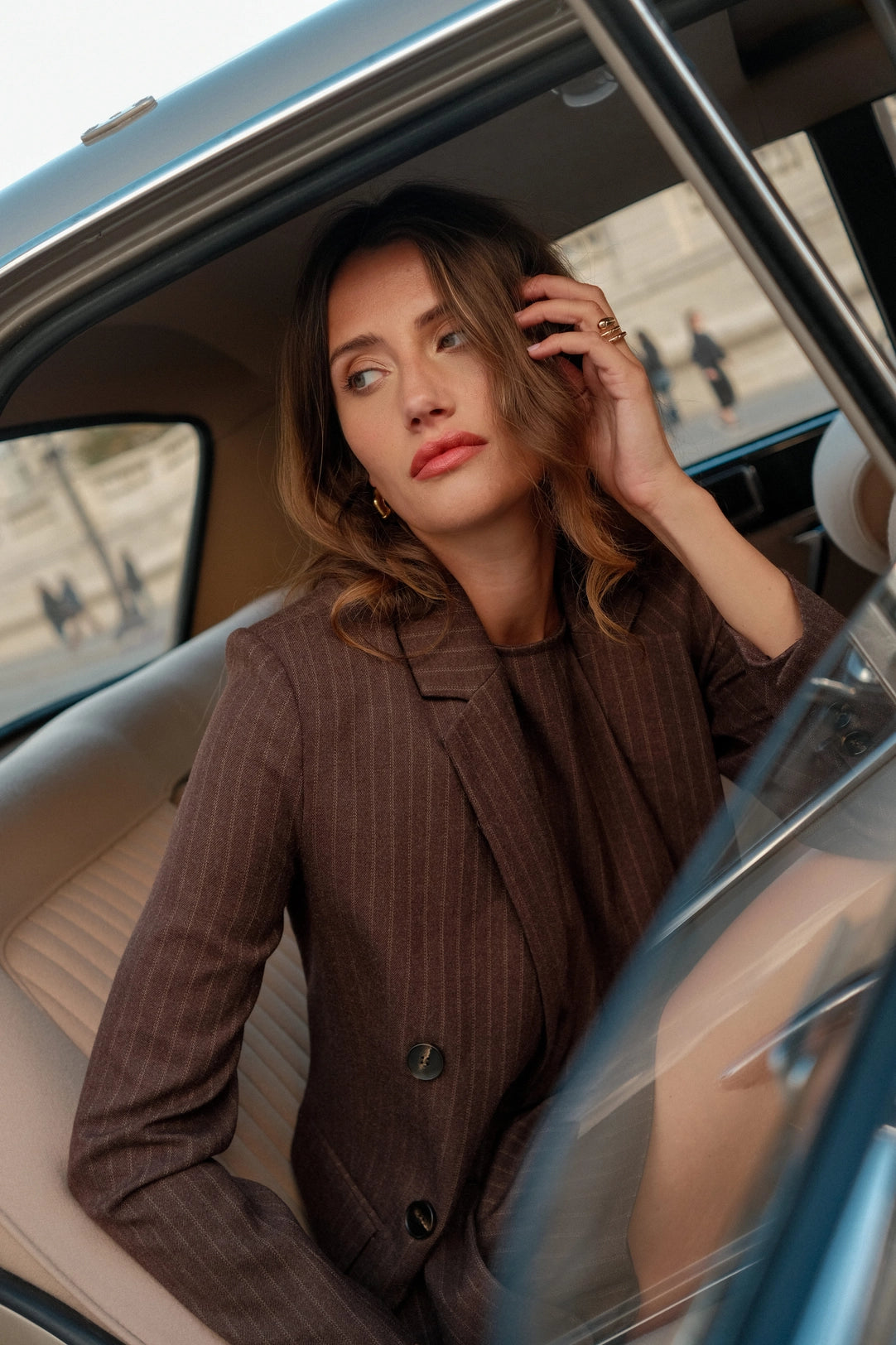 Pinstripes Blazer Bruin