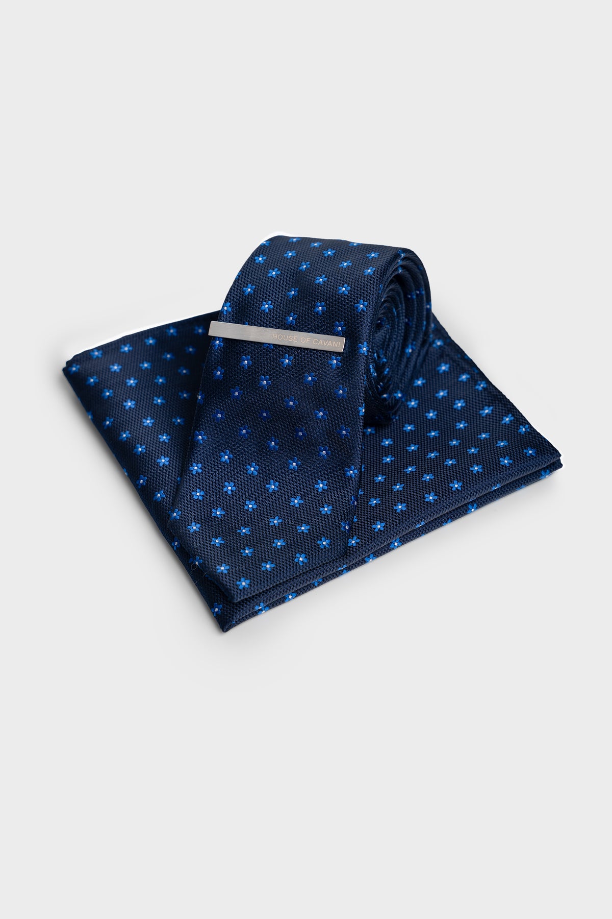 Donkerblauw met Bloemen