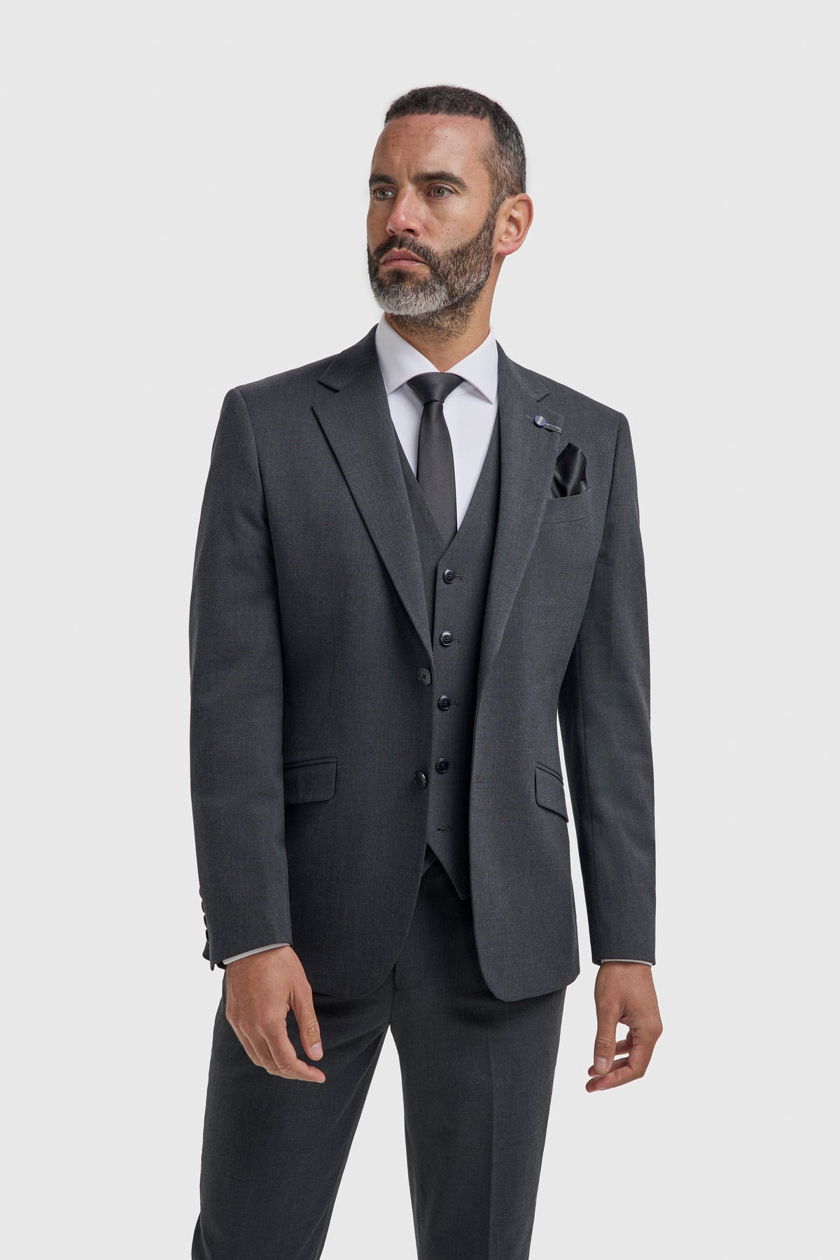 Modern Donkergrijs Herenpak