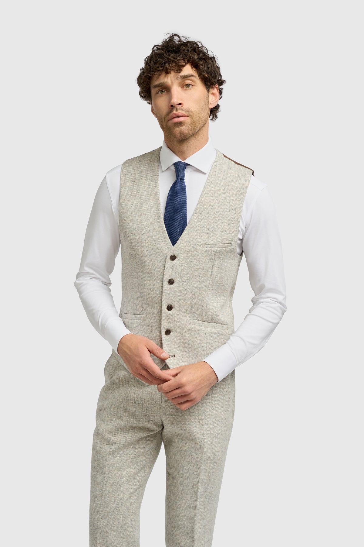 Parelmoer Grijs met Tweed Herenpak