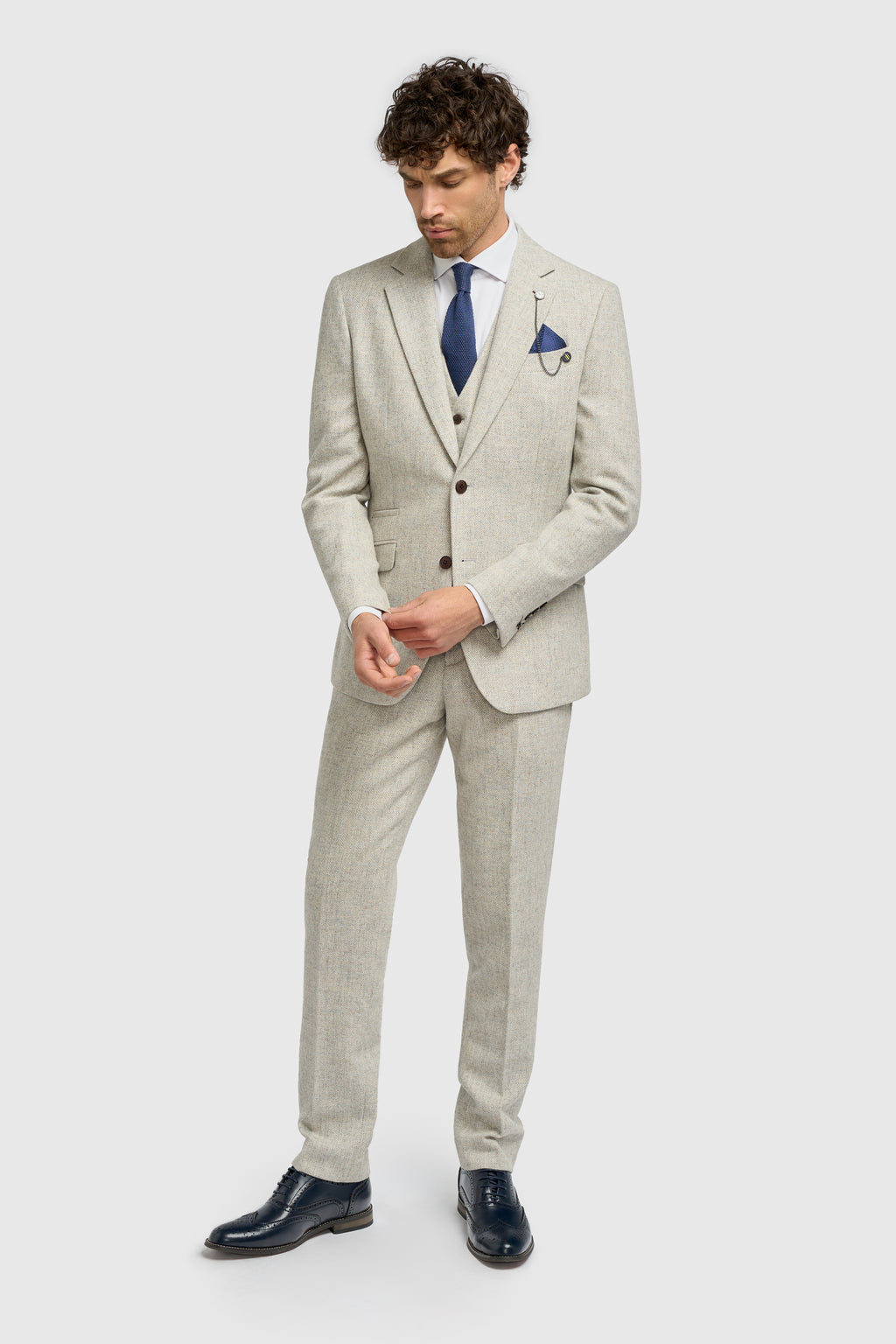 Parelmoer Grijs met Tweed Herenpak