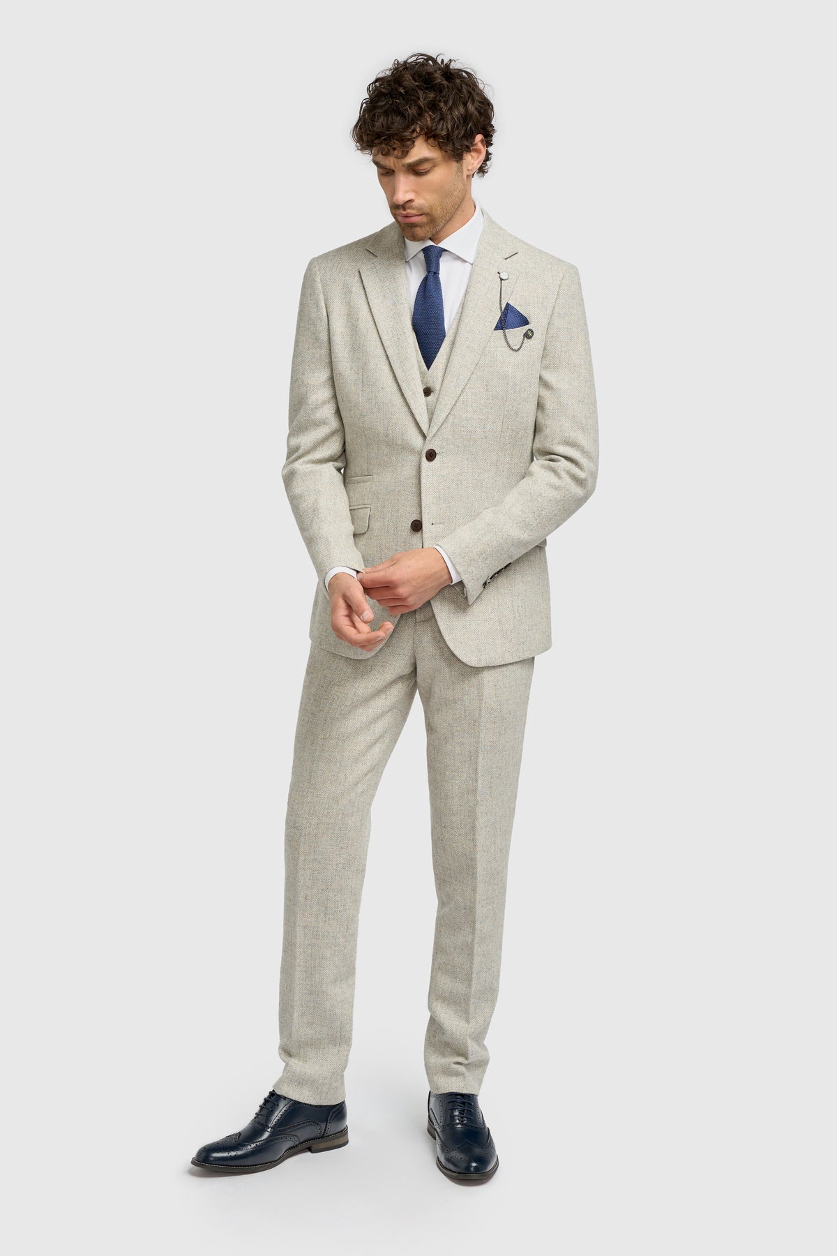 Parelmoer Grijs met Tweed Herenpak